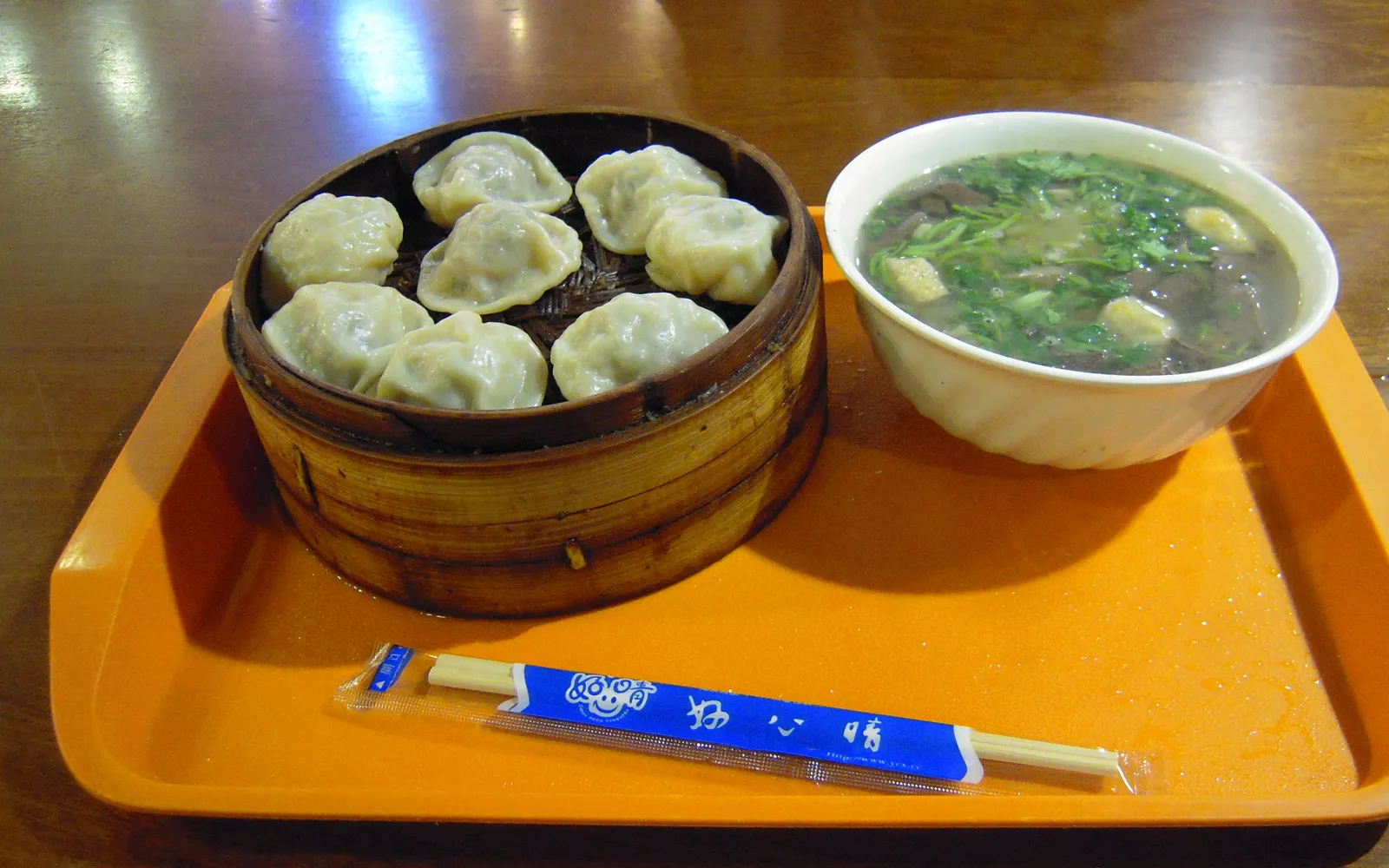 Duck blood and vermicelli soup with duck offal in a rich broth